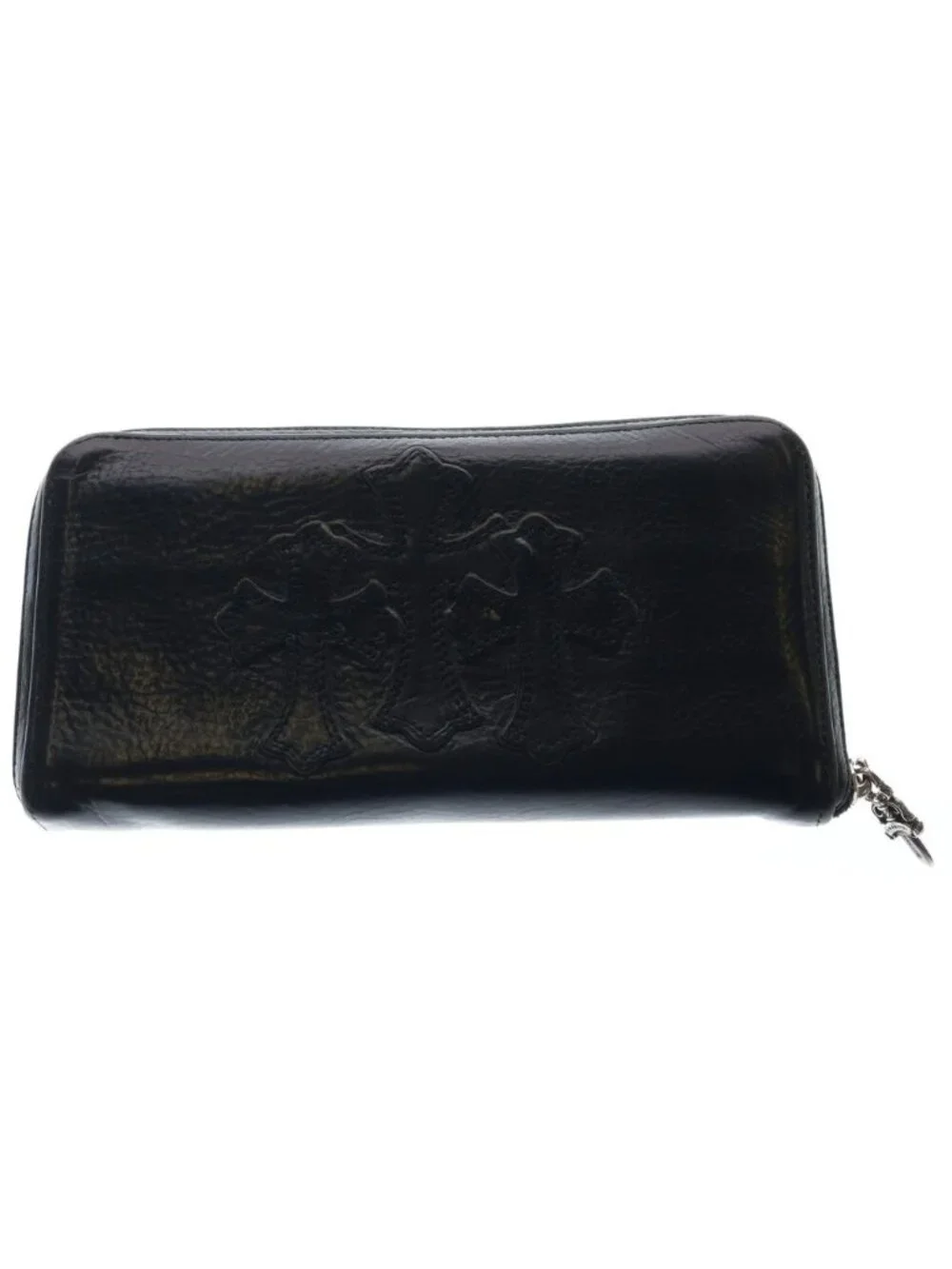 Chrome Hearts Rec Zip 3 Cemetery Cross Patch Leather Wallet